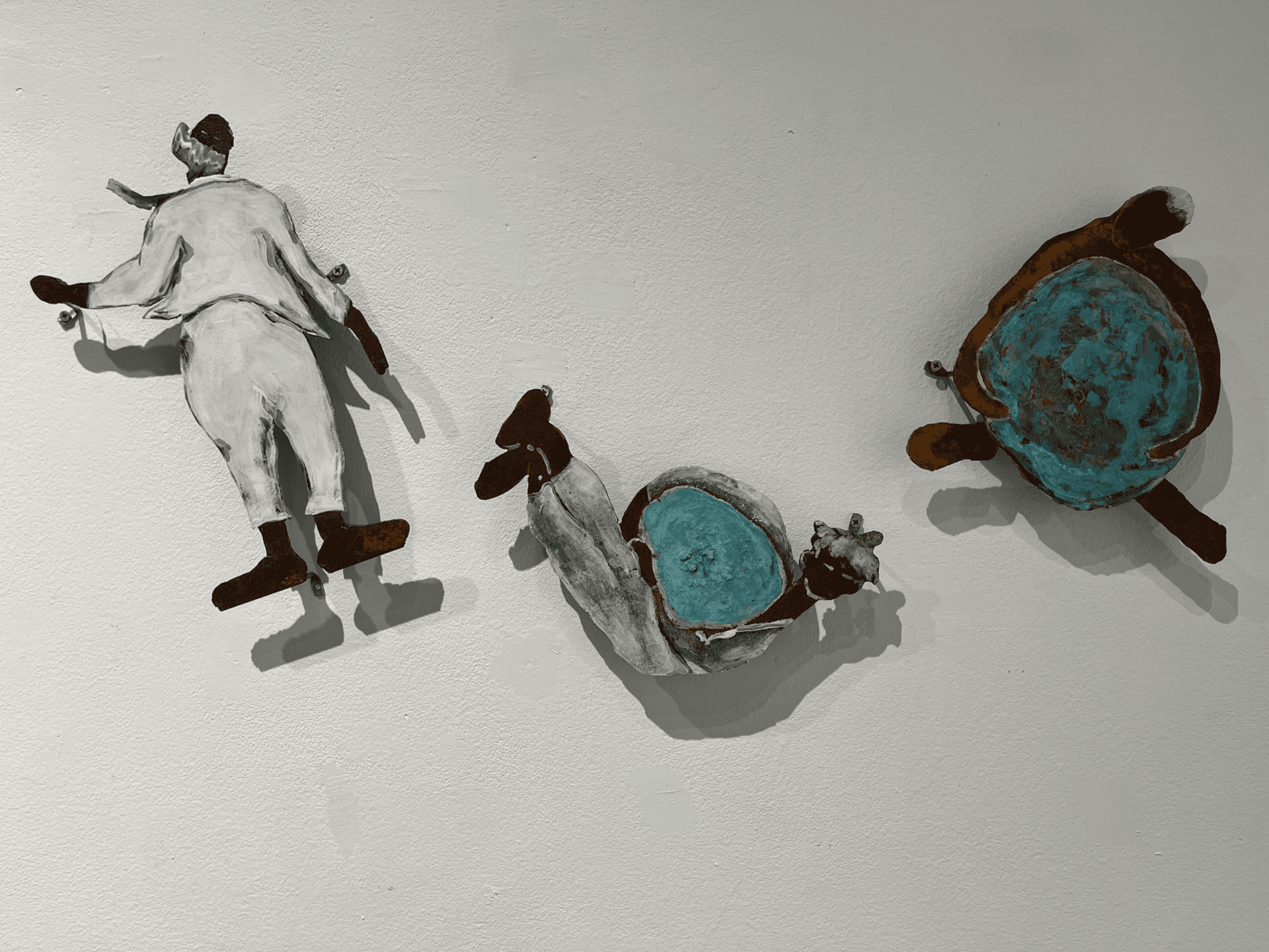 오늘 꽃으로 피어나다 (3점), 철판 부식 채색 - 한 숙