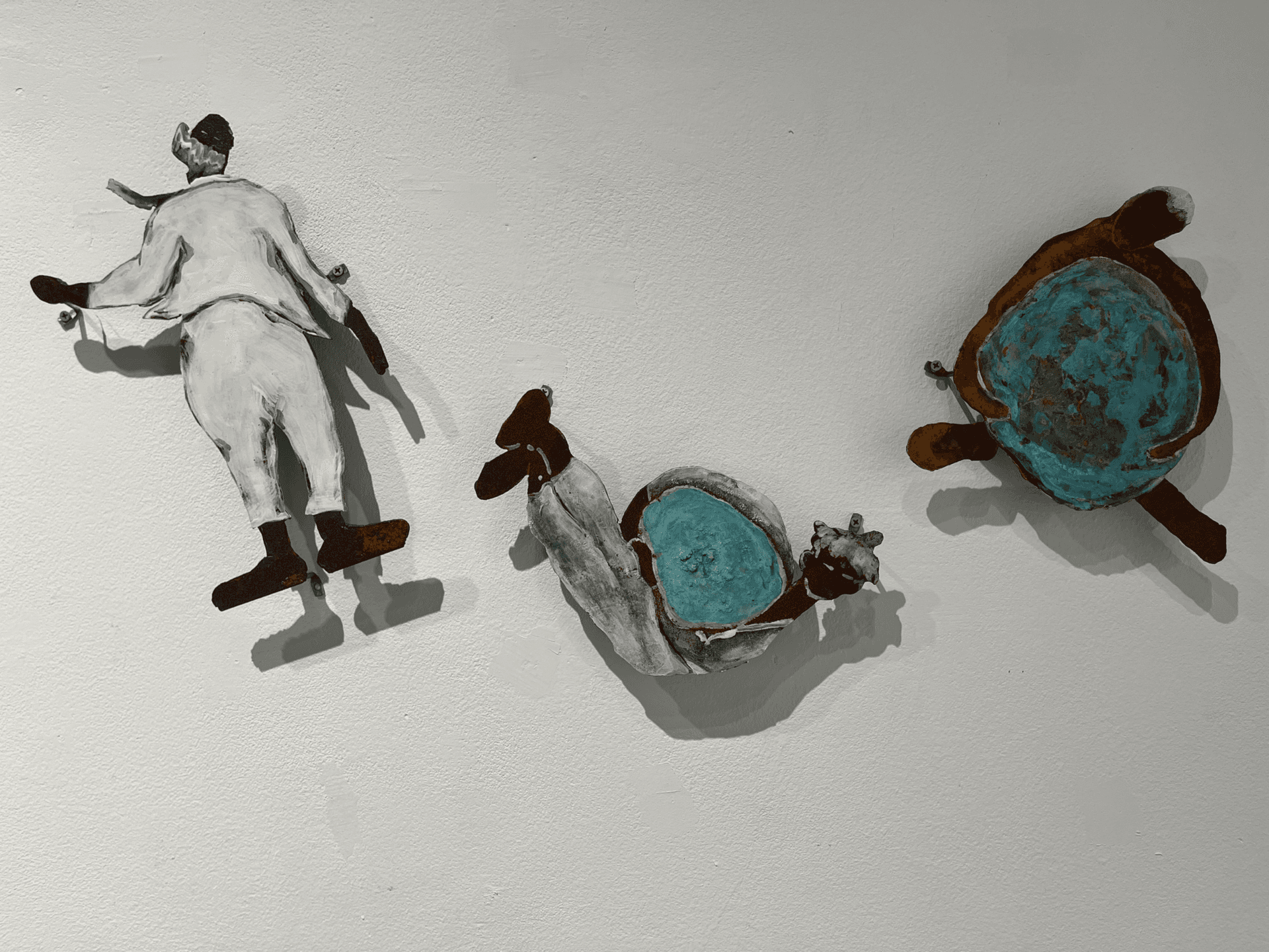 오늘 꽃으로 피어나다 (3점), 철판 부식 채색 - 한 숙
