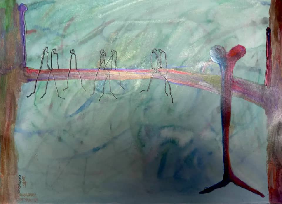 존재는 함께하니, watercolour, pencil on paper 2026 - 등작