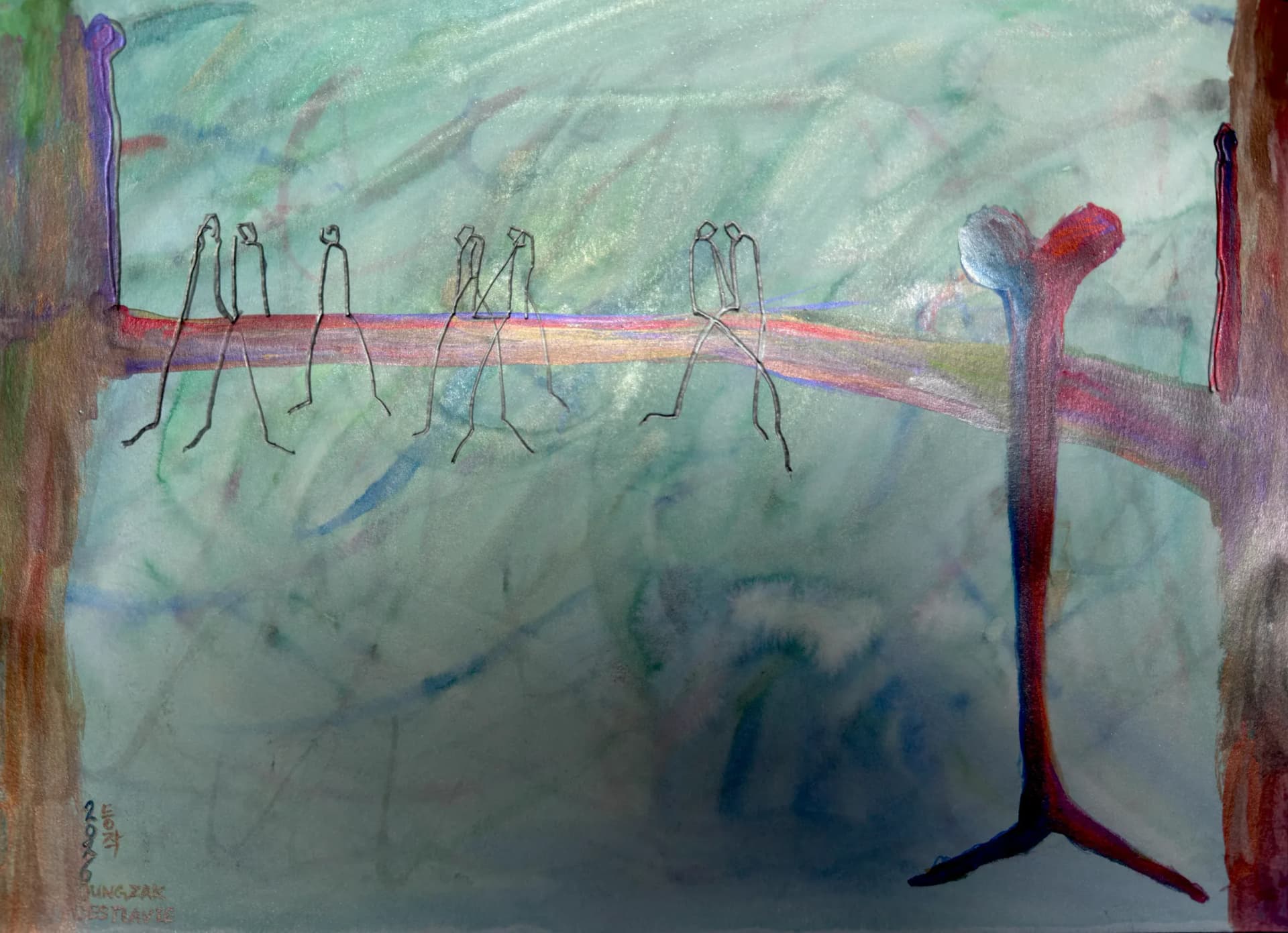 존재는 함께하니, watercolour, pencil on paper 2026 - 등작