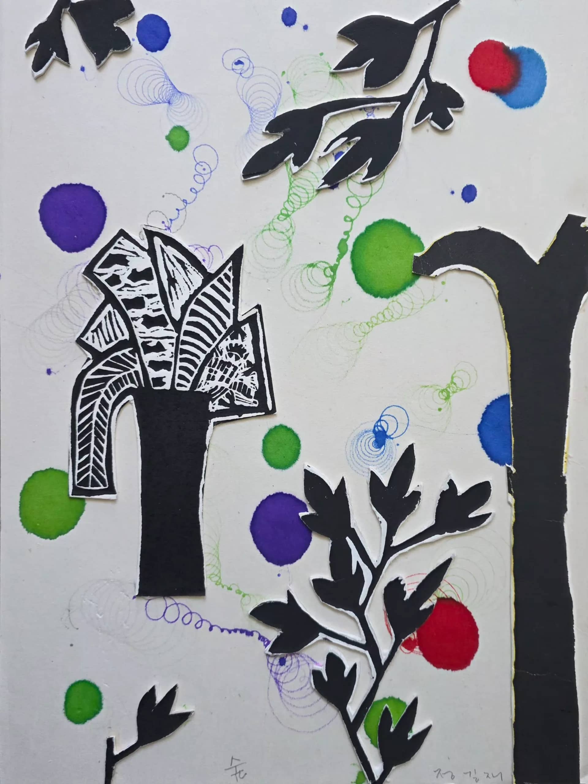 숲, Wood cut, mixed media 2026 - 정길재