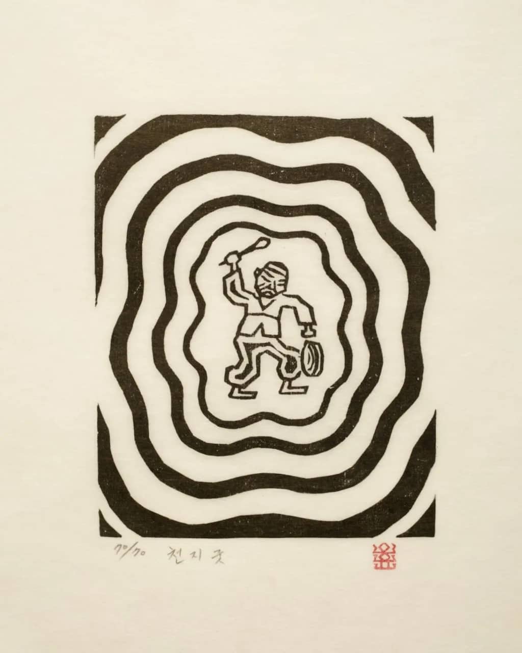 천지굿, 저피지(한지)에 목판화 1985 - 오윤