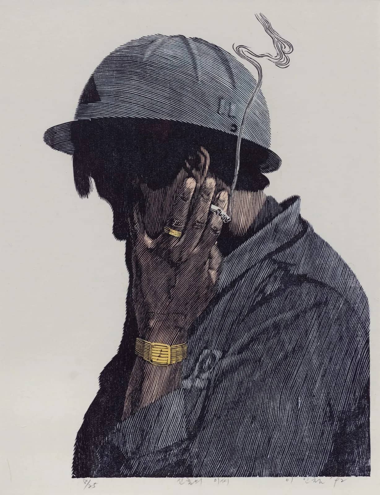 신혼의 李씨, 목판채색 1992 - 이인철