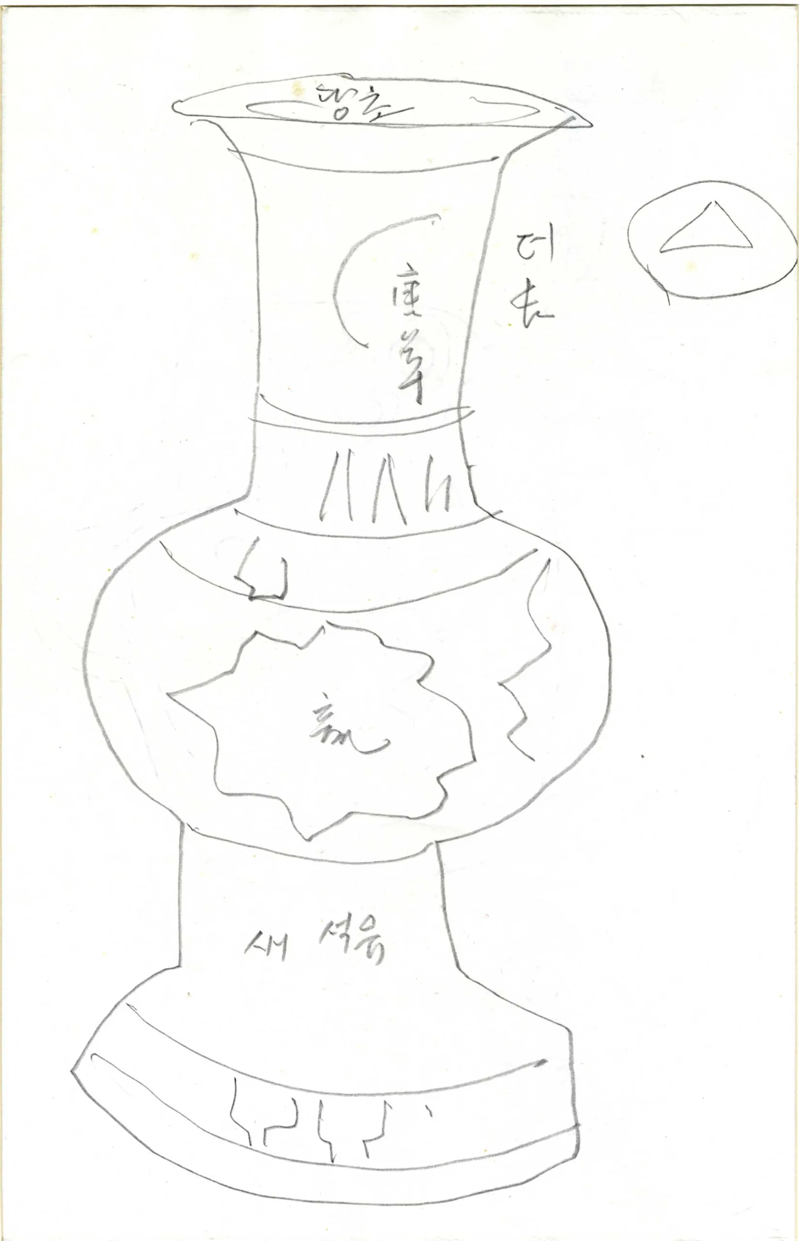 그릇(양면), 종이에 연필 - 박생광