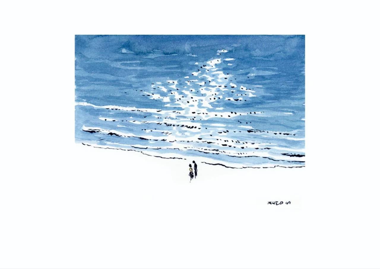 연인, Pigment on watercolor texture 2009 - 박재동