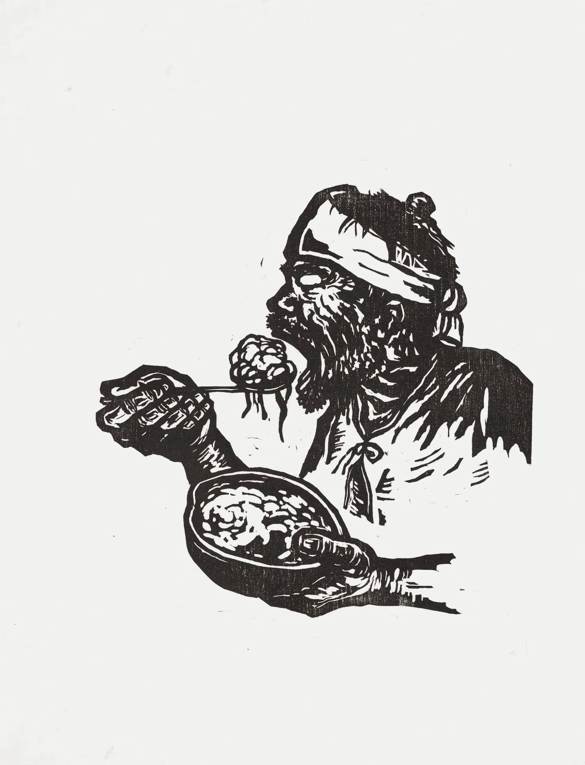 밥, 목판화, 종이 2021 - 전정호