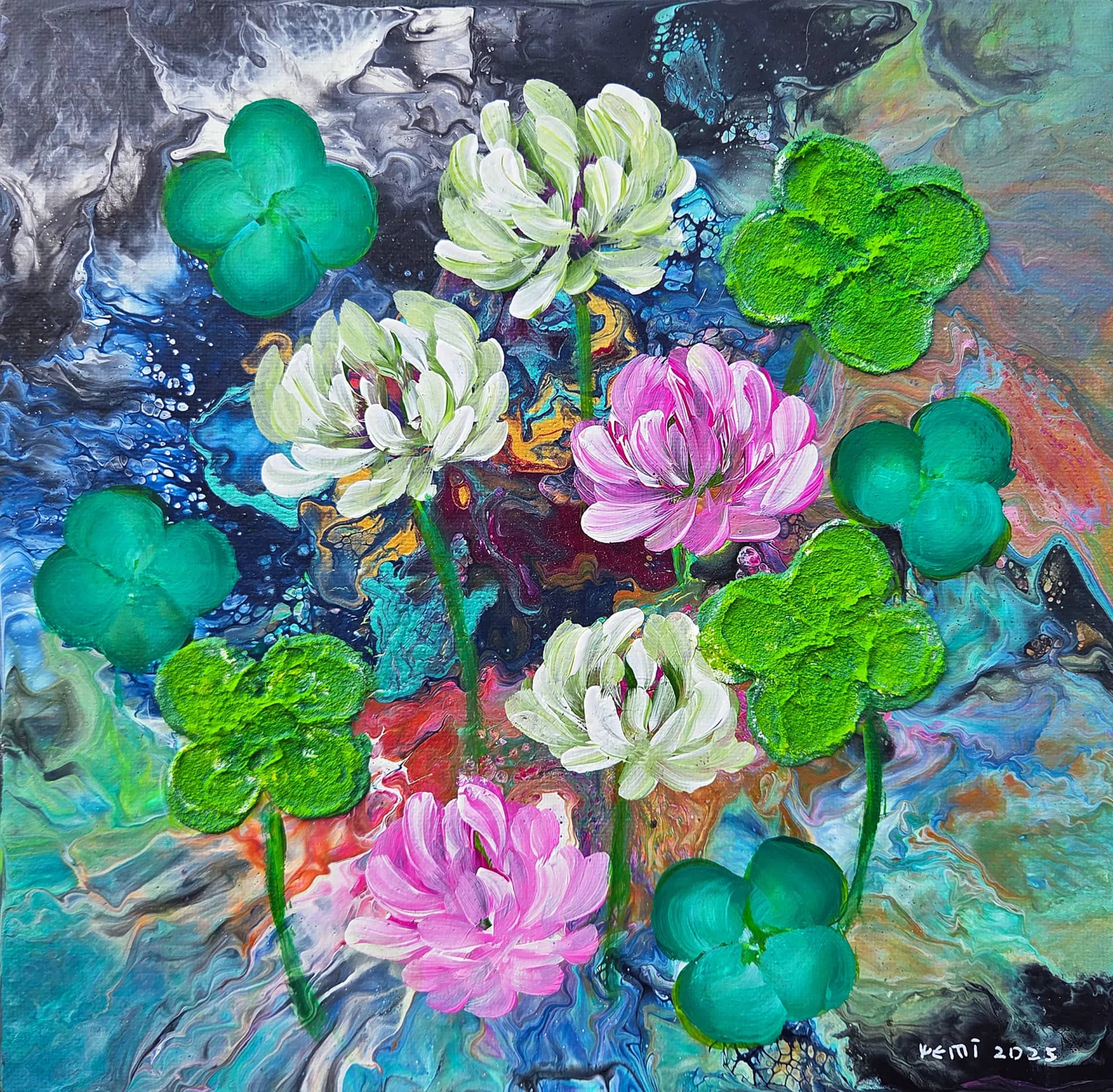 토끼풀, Mixedmedia on canvas 2025 - 예미킴