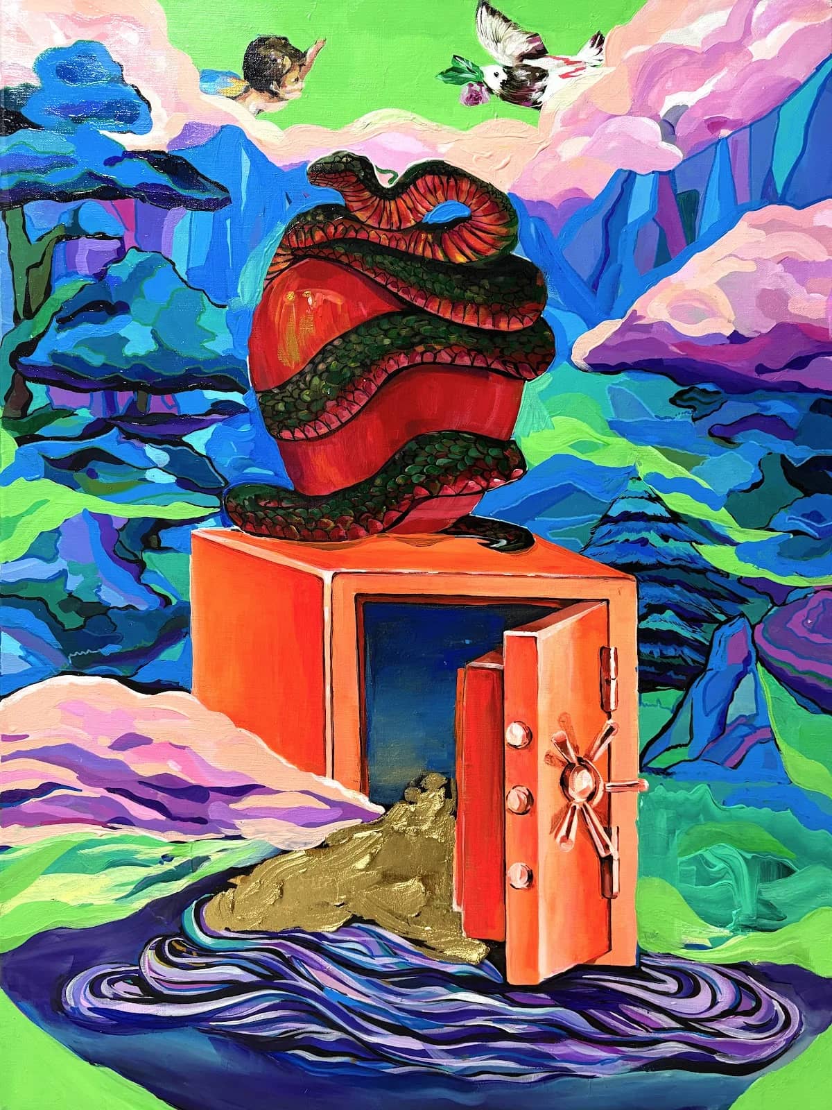 Free will, Mixed media on canvas (acrylic, gold leaf, wax paint) 2024 - 한미영