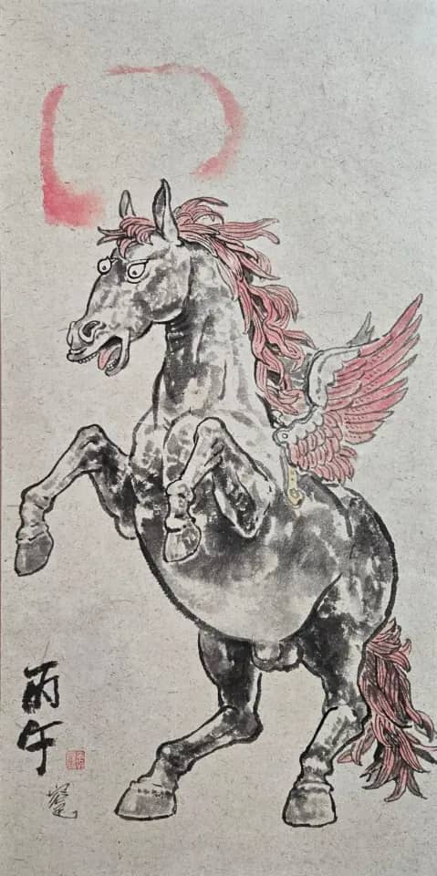 병오마 1, 한지에 먹 2026 - 우용민