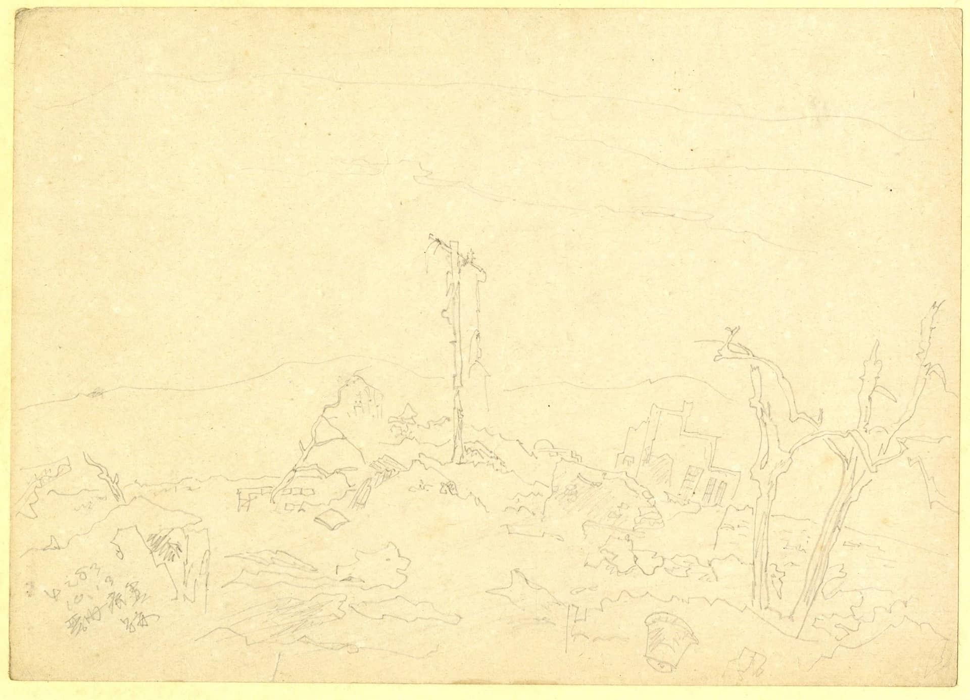 진주 창렬사, 종이에 연필 1950 10 13 - 박생광