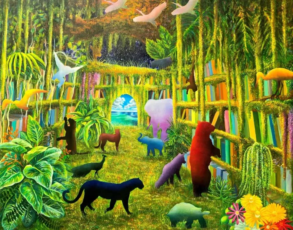 정글 도서관의 카바리, Oil on canvas 2025 - 천지수