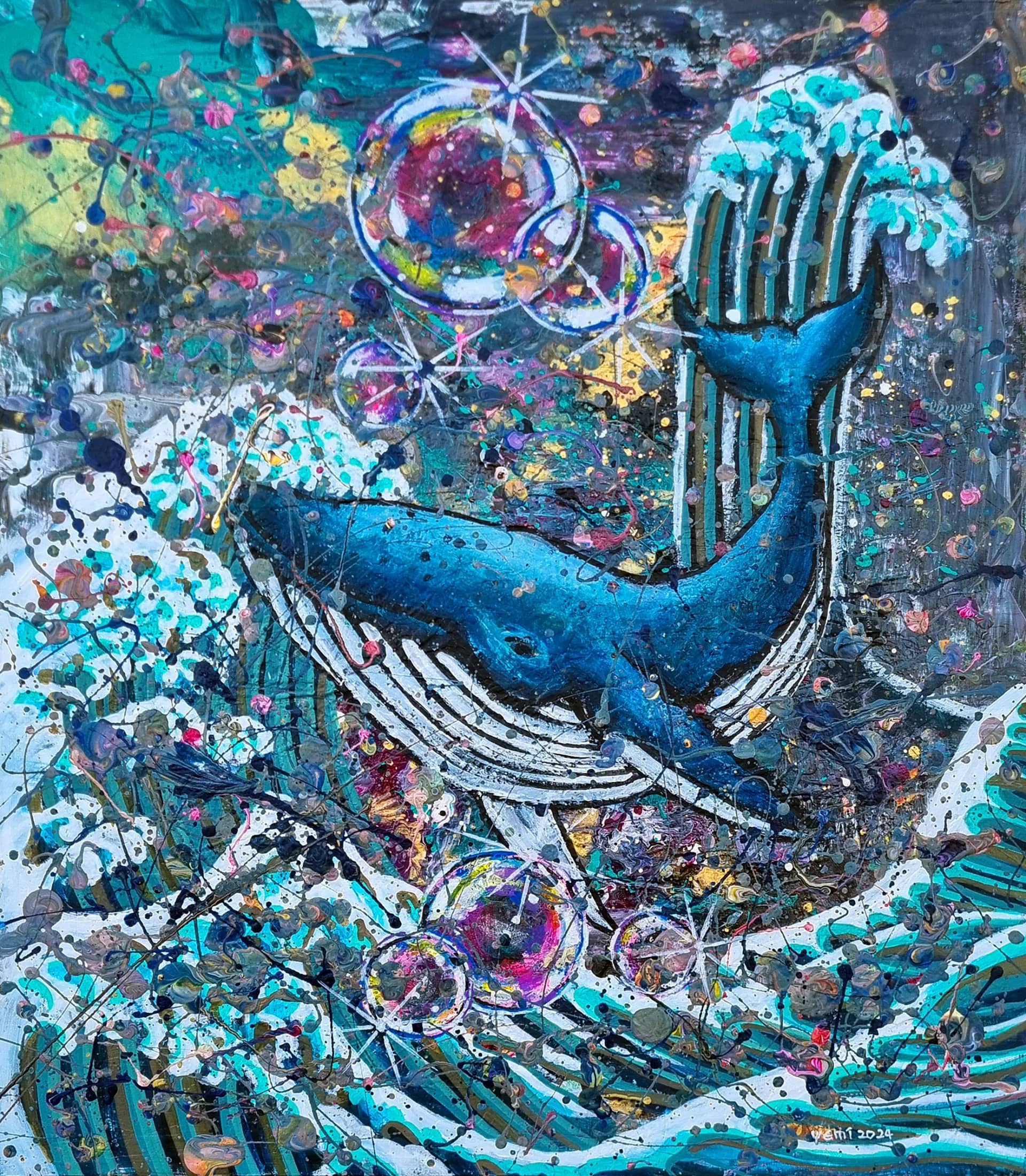 유영하다III, MixedMedia on canvas 2024 - 예미킴